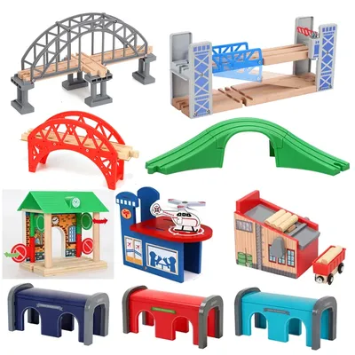 All kinds of Wooden Track Accessories Beech Wood Railway Train Track Bridge Tunnel fit for Brand