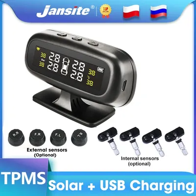 Jansite Solar TPMS Car Tire Pressure Alarm Monitor System Display Intelligent Temperature Warning