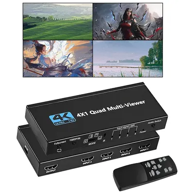 4K HDMI Quad Screen Multiviewer 4x1 1080P 4 in 1 out HDMI Multi Viewer Seamless Switcher 5 Display