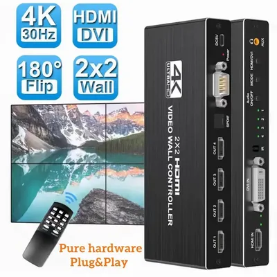 4K HD-MI Video wall controller 2x2 HD-MI DVI Video wall Processor 1X2 1X4 1X3 2X1 3x1 4X1 multi