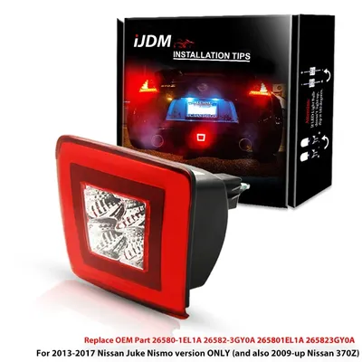 iJDM Car Rear Fog Light Assemblies For Nissan 370Z Juke NISMO Powered by Red LED as Brake/Rear Fog &