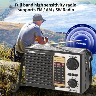 Wireless Bluetooth Speaker LED Flashlight FM AM SW Radio Solar Charging Emergency Radio Full Band