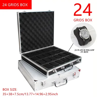 24 Girds Luxury Premium Quality Watch Box Aluminum Alloy Produc Pattern Storage Clock Box Collection