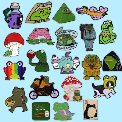 Cartoon Cute Frog Enamel Pin Kawaii Animal Brooch Student School Bag Badge Children's Day Jewelry