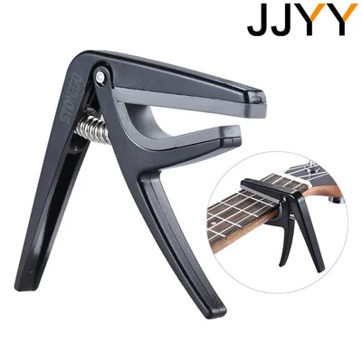Single-handed Quick Change Ukulele Capo for Professionals - Plastic and Steel Black Capo for Ukulele