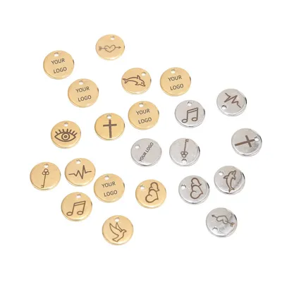 50pcs Gold/Rose Gold Stainless Steel Blank Stamping Dog Tags Round Charm Pendants Custom with Any
