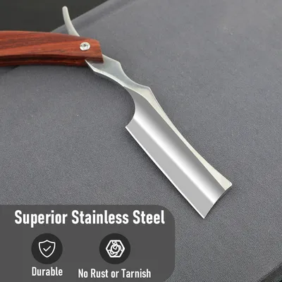 Professional Barbershop Shaver Stainless Steel Shaver Folding Shaving Rack with Wiping Cloth Shaving