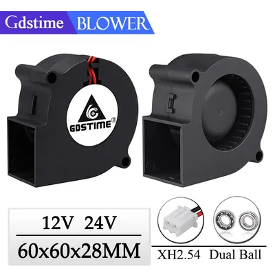 1Pcs Gdstime Brushless DC 12V 24V Cooler Fan 60x60x28mm 60mm 2Pin Centrifugal Blower Fan 6028 6cm