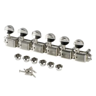 FLEOR Set of Nickel Silver 6-in-line Vintage Electric Guitar Machine Heads Tuners Tuning Keys Pegs