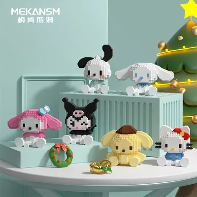 Sanrio Hello Kitty Micro Building Block Pochacco Cinnamoroll Kuromi Assembled 3D Model My Melody Mini Bricks Figure Toys