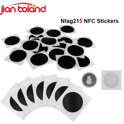 Black 50/100PCS NFC Wet Tags Ntag215 Coin 504 Bytes Rewritable Ntag 215 Stickers With Adhesive For