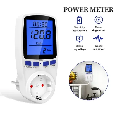 AC Digital Power Meter Wattmeter Socket Wattage Kwh Electric Consumption Meter Measuring Outlet LCD