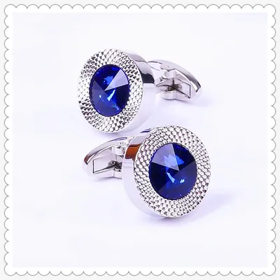 Brand Blue Crystal Cone Cufflinks Men Lawyer Classic Prismatic Cuff Button Designer High Quality