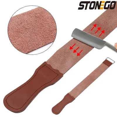 STONEGO Genuine Leather Strop Strap Barber Straight Razor Folding Knife Knives Sharpening Shave