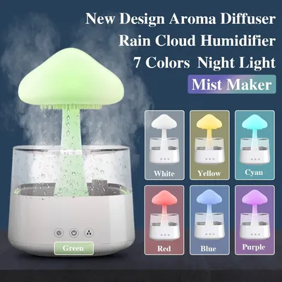 Mushroom Rain Air Humidifier Electric Aroma Diffuser Rain Cloud Smell Distributor Relax Water Drops