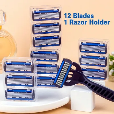 1 Handle + 12 Blades/ Men And Women Body Hair Bikini Safety Razor Blade Female Hair Removal Shaving