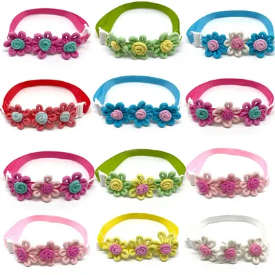 50/100pcs Cute Pet Dog Bow Tie Bright Color Flowers Pet Dog Puppy Bowties Neckties Dog Grooming
