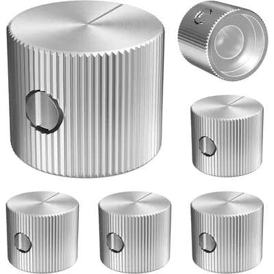 DaierTek 6PCS 6.35MM Potentiometer Knob Metal Silver Guitar Pedal Knobs 1/4 Shaft Silver AMP Knobs