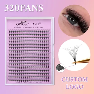OWOSC 320 Fans Pointy Base Premade Volume Fans Medium Stem Sharp Thin Pre Made Russian Volume Fan