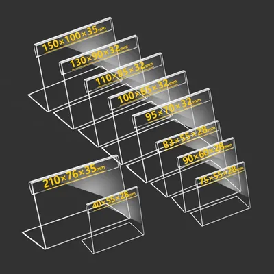 10pcs L Shape Table Sign Display Stand Name Price Card Holder For Retail Bakery Buffet Acrylic Clear