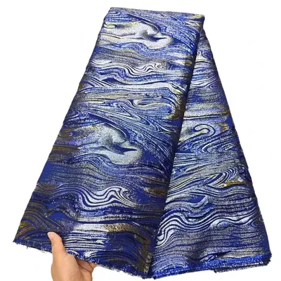 PGC 2025 High Quality Nigerian Flower Floral Damask Tissu Fabrics For Wedding Gold African Brocade
