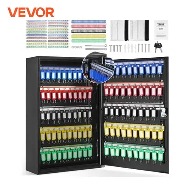 VEVOR 48/100/200-Key Cabinet Key Lock Box W/ Adjustable Racks Security Key Storage Box Key Organizer