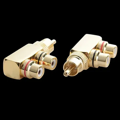 Gold Plated AV Audio Splitter Plug RCA Adapter 1 Male to 2 Female F connector