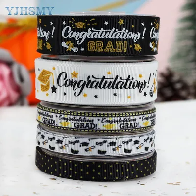 Graduation Ribbon,Congrats Grad Gold Grosgrain Ribbon Use for Gift Wrapping Congratulations Satin