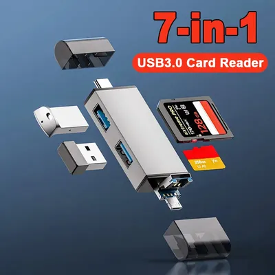 USB 3.0 SD TF Card Reader OTG Adapter USB Flash Drive USB3.0 2.0 Micro to Type C 7 in 1 Smart Memory