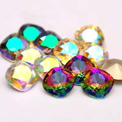 10PCS 6mm Cushion Cut Shape Crystal High Quality Glitter Glass Rhinestones Different Color Nail