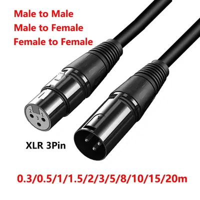 XLR 3pin Cable Male to Male to Female to Female Extension Karaoke Microphone Audio Sound Cannon Cable for Mixer Audio Power
