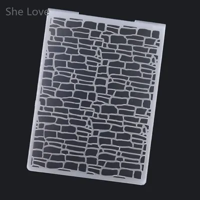 Chzimade Plastic Embossing Folder Clear Stamps For Scrapbooking Irregular Bricks Type Photo Album