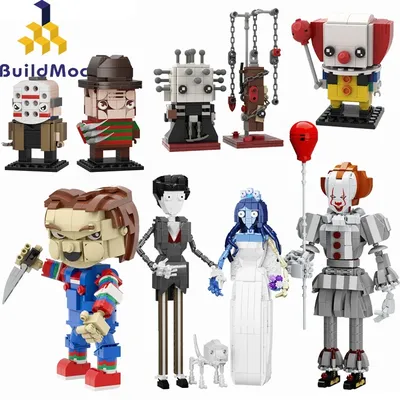 Buildmoc Horror Movie Figures Stephen King It Pennywise the clown Brickheadz Joker Doll Building