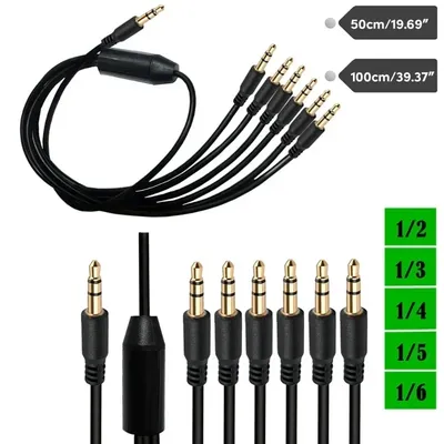 3.5mm Splitter Headphone Jack Audio Cable 3.5mm Cable 1 Male to 2/3/4/5/6 male AUX Cable Splitter