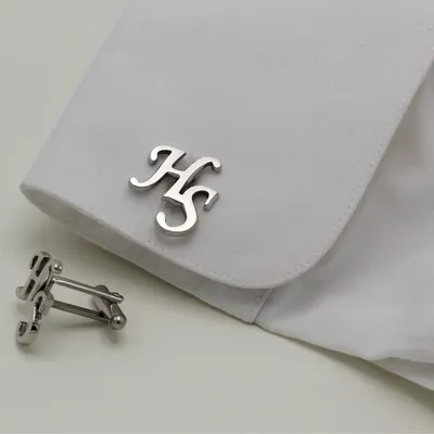 Tangula Custom Initials Cufflinks for Men Stainless Steel Personalize Letter Cuff Links Wedding