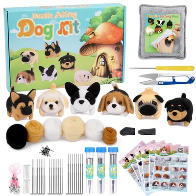 KRABALL Dog Wool Felting Non-Finished Cute Animal Material Package For Doll Toy Handmade DIY Craft