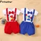 Baby Boys Birthday Outfits Sets Balloon Letter"1" Bodysuit and Y-back Suspender Shorts 1 Year