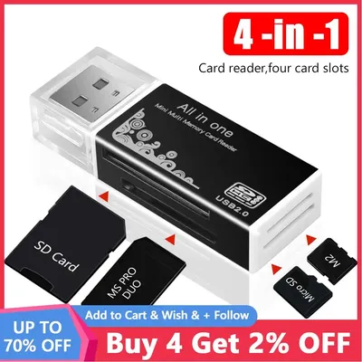 4 in 1 Card Reader USB 2.0 Multi Card Reader Memory Adapter For Memory Stick Pro Duo Micro
