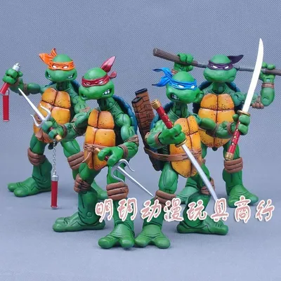 4pcs TMNT Action Figure Anime Teenage Mutant Ninja Turtle Figuras Toys NECA PVC Collection Model Gift for Children Decoration