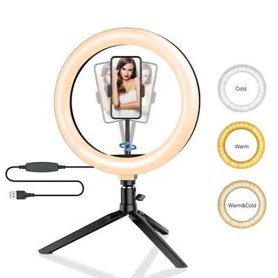 26cm 10 inch Led Ring Selfie Light Dimmable Photography Lighting Kit Usb Charge Lamp With Tripod For