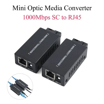 1 Pair Mini Gigabit Fiber Media Converter 100/1000Mbps Fiber Transceiver SC to RJ45 Ethernet Switch