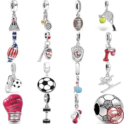 New 925 Sterling Silver Football Rugby Badminton Baseball Pendants Beads Diy Fit Original Pendant
