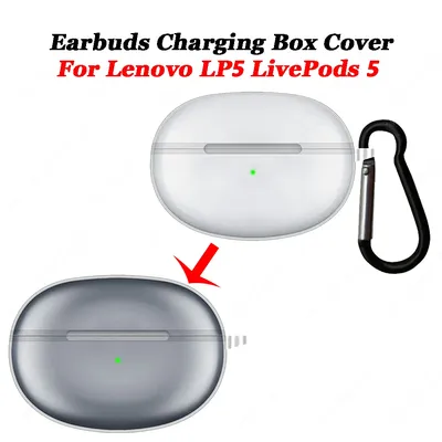 Soft TPU Shell Case For Lenovo LP5 LivePods 5 Bluetooth Wireless Earphone Cover Charging Box Skin With Carabiner For Lenovo LP5