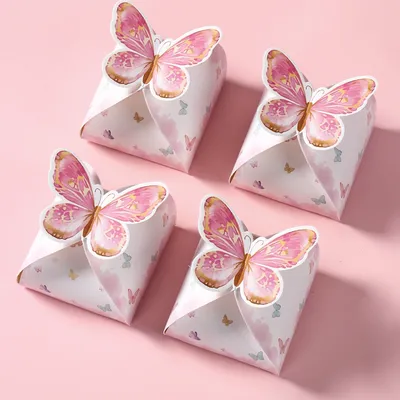 Pink Butterfly Candy Bags Gift Packing Bags butterfly Birthday Party Decorations Kids Gift Candy Bag