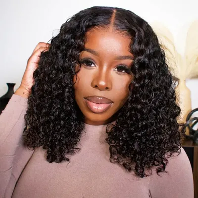 12A Deep Wave 13x4 Lace Front Wig Short Bob Human Hair Wigs Transparent Kinky Curly Lace Frontal Wig