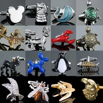 As high quality men's CUFFLINKS NEW turtle horse hawk lobster wings Penguin bee Cufflinks men's