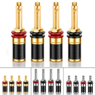 HIFI 4Pcs Gold/Rhodium Plated Copper Speaker Binding Post Female Banana Connector HIFI Audio AMP Banana Plug Socket Terminal