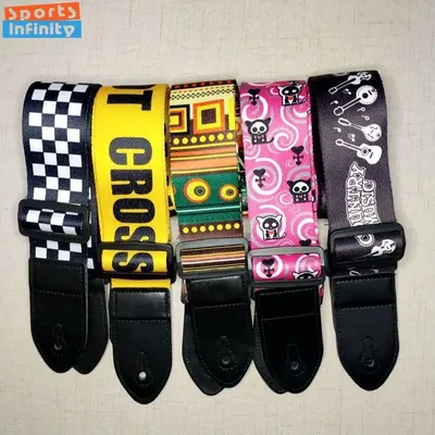 1pc Ukulele Extra Wide Acoustic Guitar Strap Leather Belt Adjustable Shoulder Strap Artistic Print