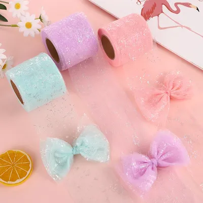 6cm/8cm 4.5m Tulle Ribbon Colorful Confetti Mesh Fabric DIY Party Decoration Handmade Bowknots Hair Clips Princess Hairbands