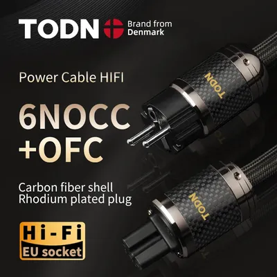 TODN power cable hifi OCC&OFC high-end audio cable EU/US Carbon fiber plug Rhodium plated plug